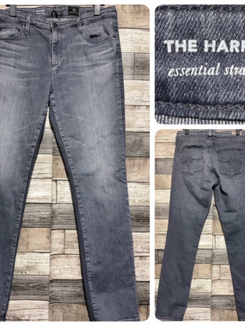 AG Jeans The Harper Essential Straight Jeans Women’s 32R Gray (Inseam 32)